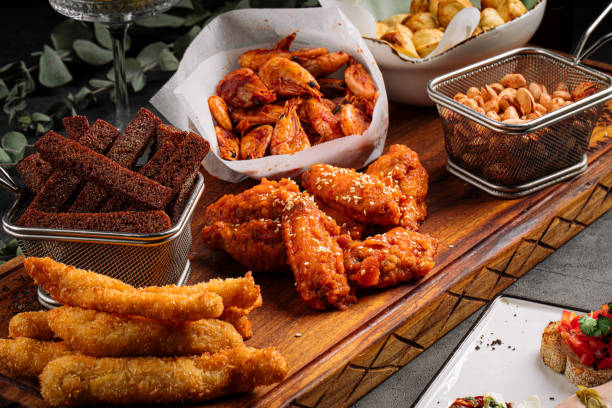 closeup on salty and crispy beer appetizer set